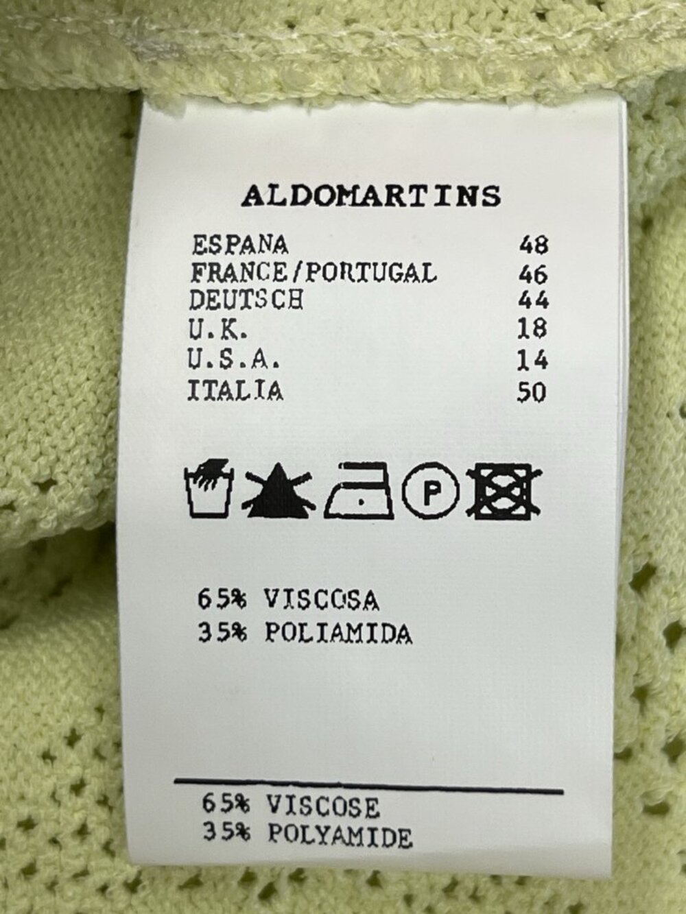 Aldomartins Yellow Open Knit Top Size 14 Pastel Long Sleeves - Picture 5 of 7